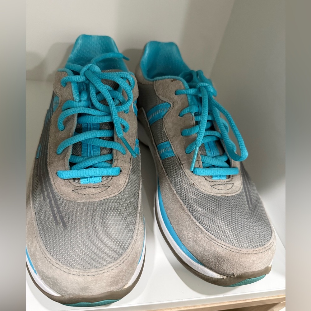Dansko aqua + grey leather Shayla slip resistant sneakers (size 40 EU, 9 US)